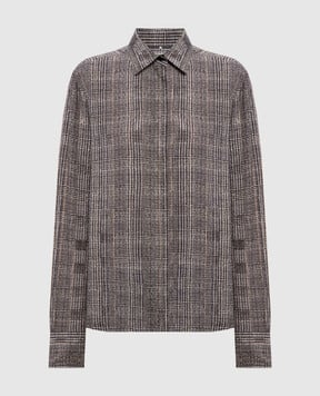 Ermanno Scervino Gray checked blouse with crystals D492K361CTXHF