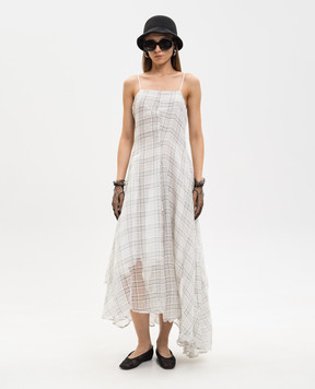 Marc Le Bihan White dress with checked silk 2176