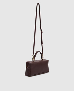 Christian Villa Burgundy leather bag with logo print 06301