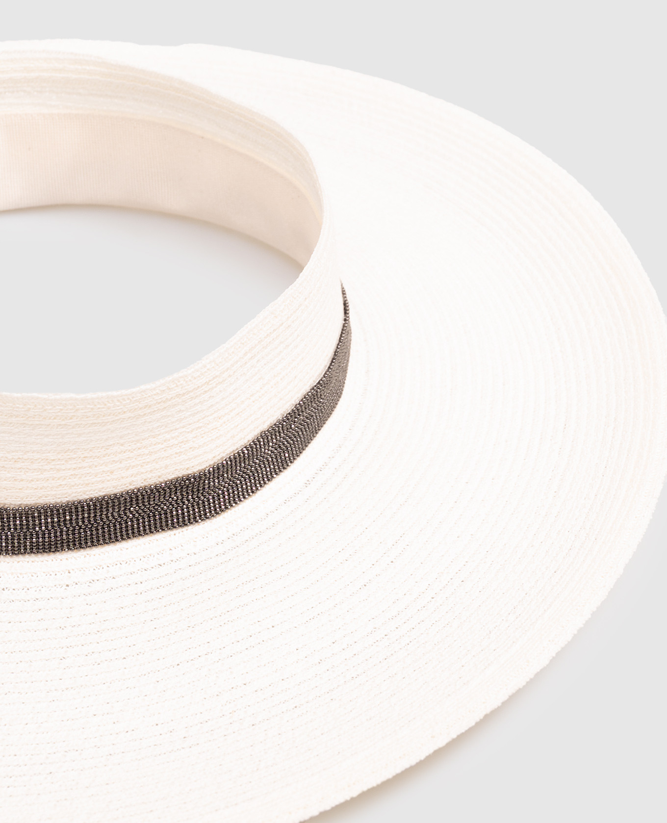 Ivory peaked hat with monil chain Brunello Cucinelli 4