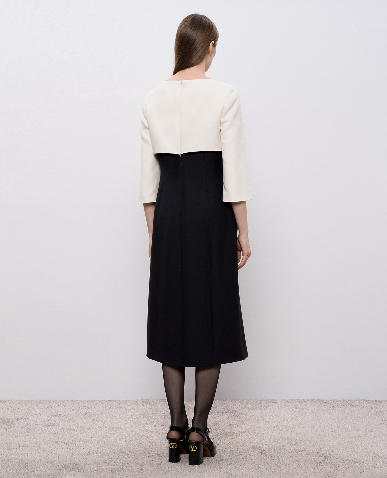 

Black wool and silk midi dress Valentino