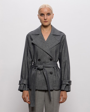 Peserico Gray cropped trench coat with lurex A01745A00589