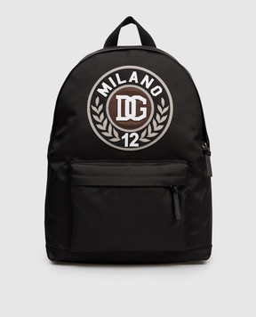 Dolce&Gabbana Children's black backpack with DG brand applique EM0074A0197