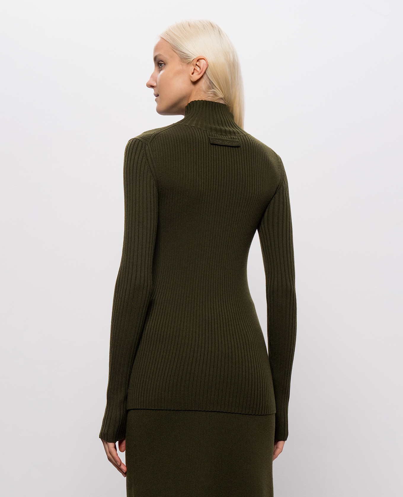 Green ribbed merino wool golf shirt Victoria Beckham 4