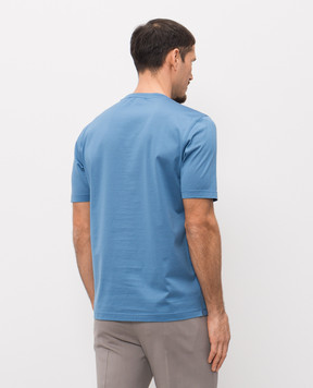 Enrico Mandelli Blue T-shirt with logo patch 3K052A5677