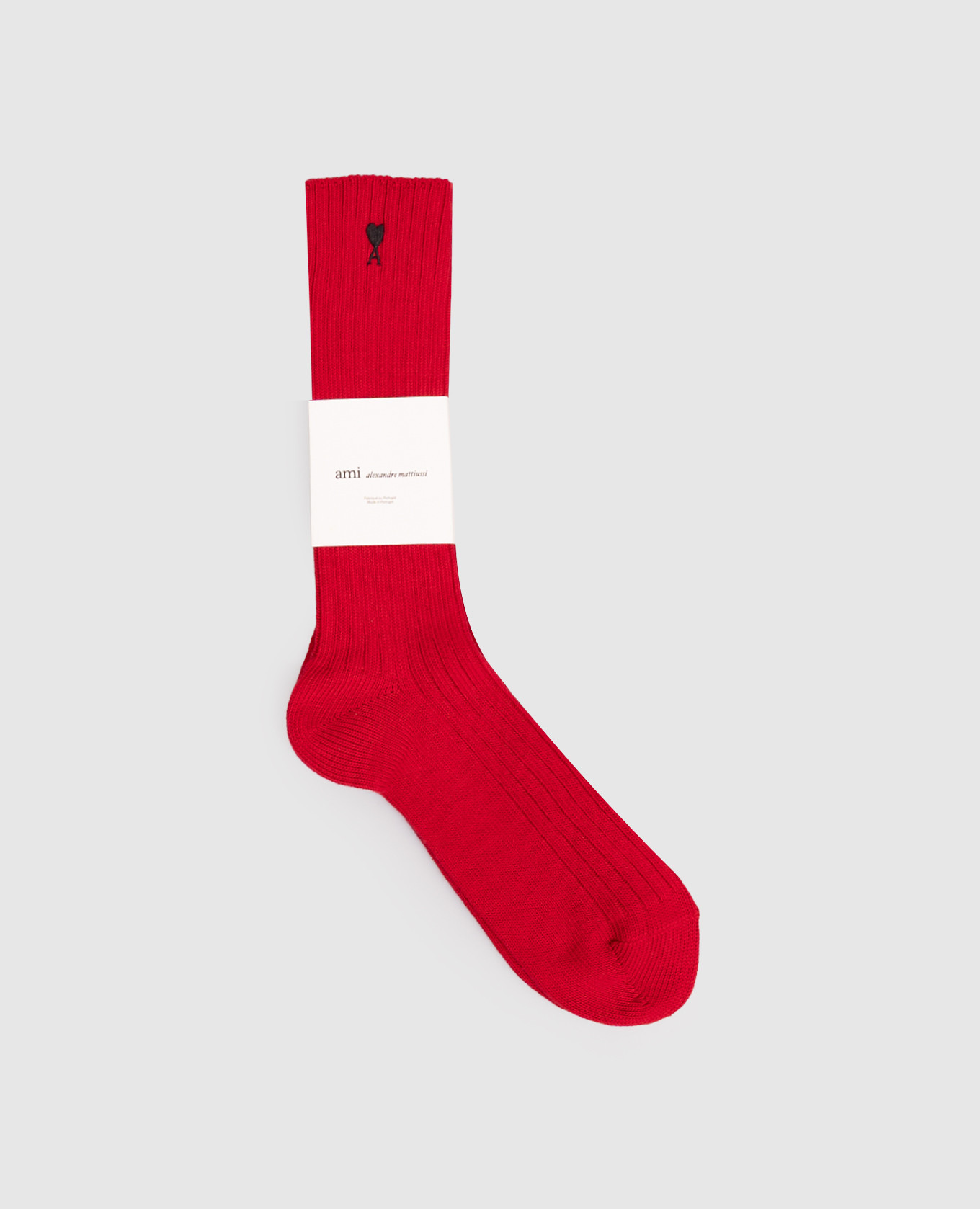 Red socks with embroidered logo