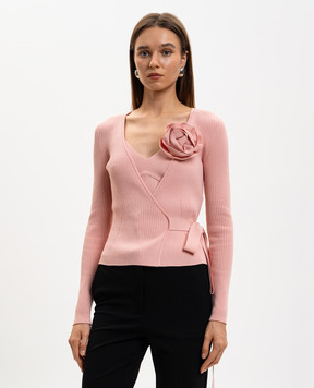 Twinset Pink ribbed cardigan and top set 261AP3105