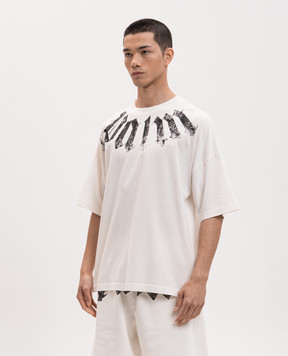 Palm Angels Ivory logo print T-shirt PMAA10DS26JER002