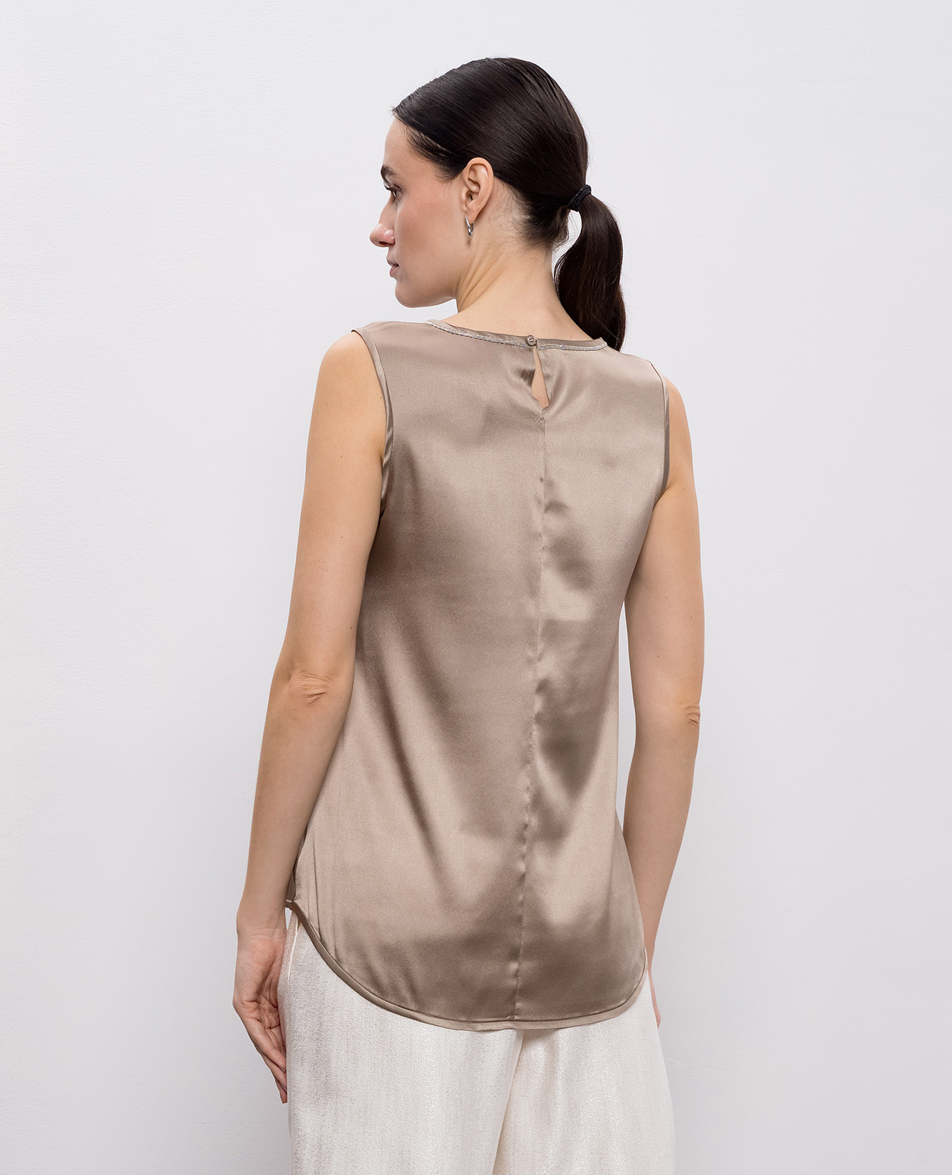 Brown silk top with chain Peserico 4