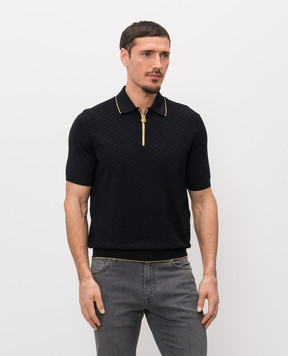 Stefano Ricci Black silk polo shirt K616452P31F26117