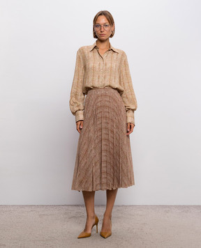 Ermanno Scervino Brown silk blouse with geometric print D492K399WEK