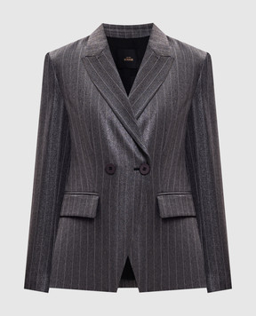 Twinset Gray striped double-breasted jacket 262AP2433