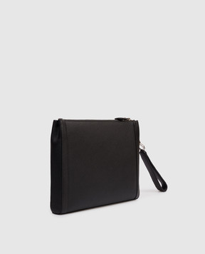 Stefano Ricci Black leather clutch with textured logo PP428G9PMRVH