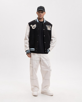 Off-White Black combination bomber jacket with stripes 44XJA122S26L002