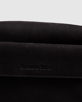 Stefano Ricci Black nubuck toiletry bag with embossed logo PP461XUOSNS