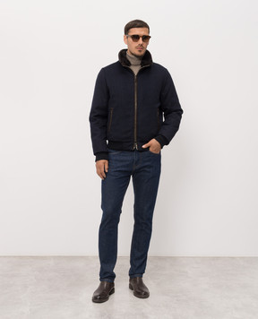 MooRER BELLATI blue wool and cashmere down jacket with fur BELLATILS9
