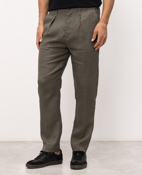 Officina 36 Rapallo khaki linen pants 0272808723