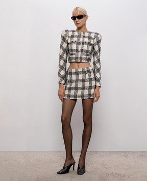 Vetements Ivory checked cropped jacket WH27JA025WC