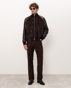 Tom Ford Brown pants with logo patch DPH003DMC083