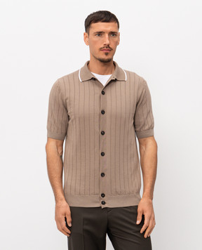 Peserico Brown ribbed shirt with short sleeves R59521F189173R