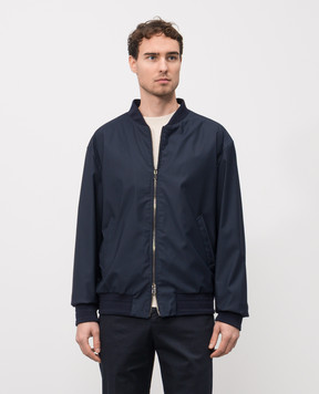 ISAIA Blue bomber jacket with wool SW730897541