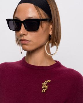 Saint Laurent Cassandre gold brooch with pendants A001RGY1500