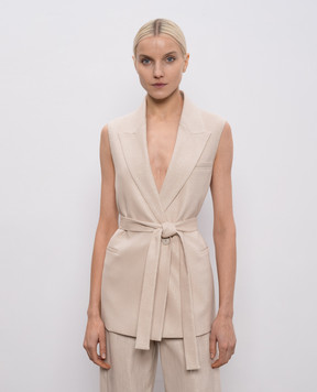 Peserico Beige vest with monil chain A03528A00591