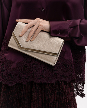 Jimmy Choo Emmie beige suede clutch EMMIEHRK