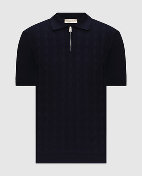 Cashmere&Whiskey Blue polo with textured pattern M54268011