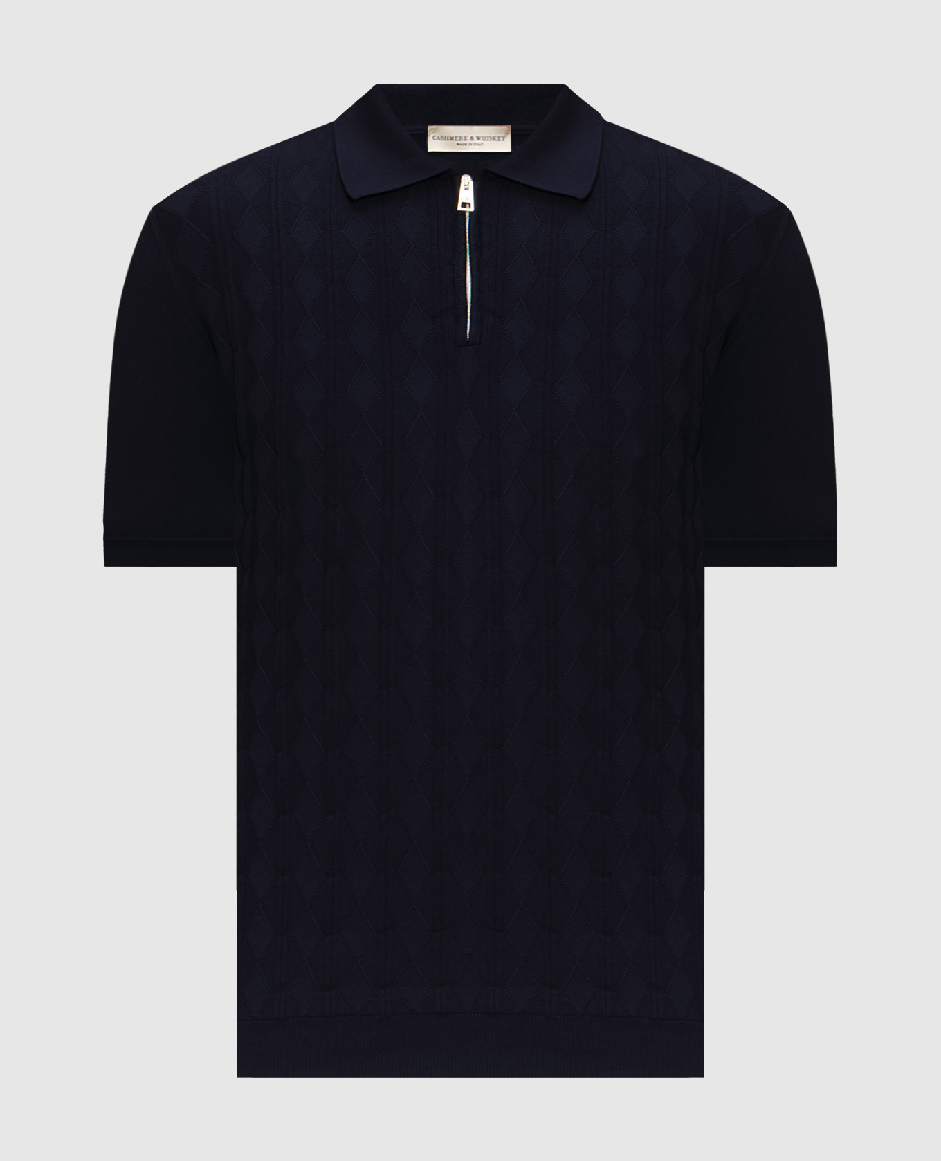 Blue polo with textured pattern