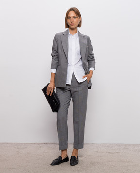 Peserico Gray wool patterned pants A04753D06413