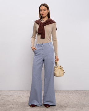 Max Mara GITANO beige ribbed cashmere and silk polo shirt MXPGITANO