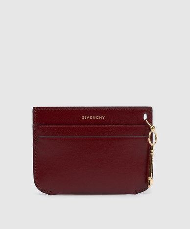 Burgundy leather cardholder with pendant