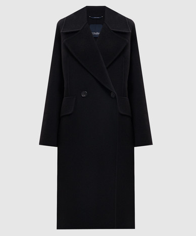 Black double-breasted BRUNO coat made of wool and cashmere