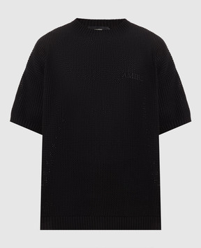 AMIRI Black knitted T-shirt with logo embroidery AMKNTE1052