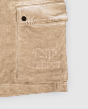 C.P. Company Children's khaki shorts with logo embroidery CUQ00PLEC0048