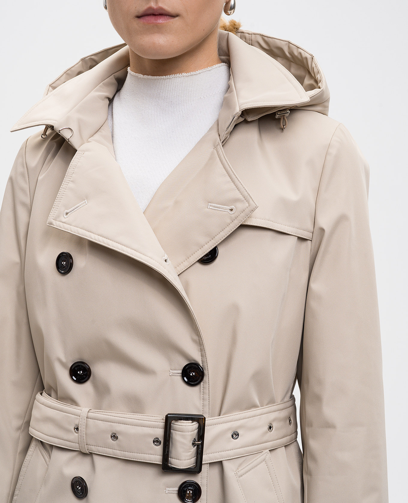 

Beige down double-breasted ROLITA raincoat with silk MooRER