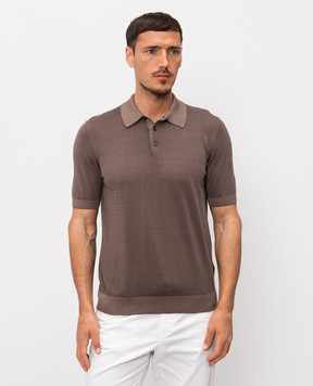 Cashmere&Whiskey Brown cotton polo shirt M54268052