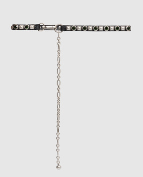 Etro Black leather belt with crystals and rivets WP3B0087AB022
