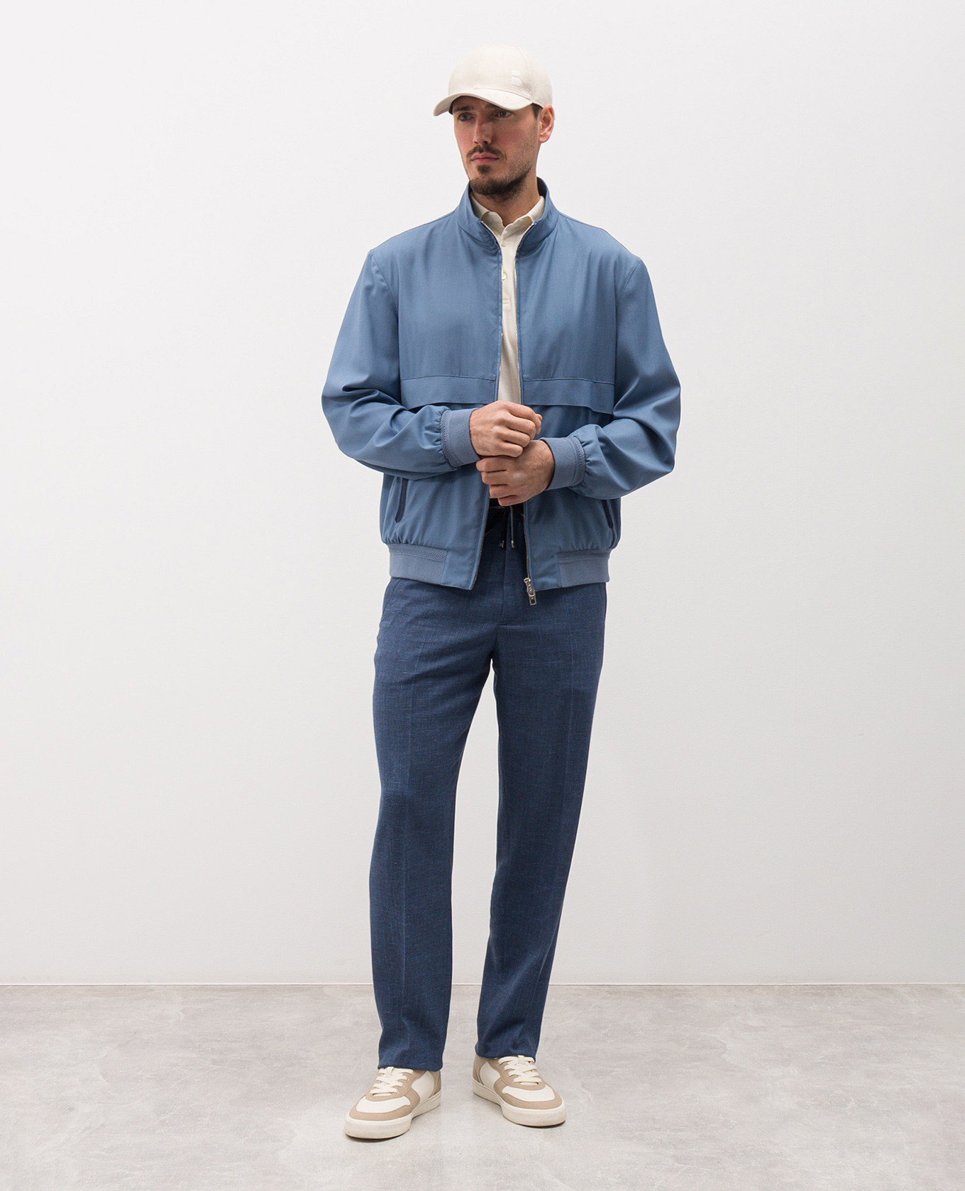 

Blue wool, silk and linen pants Brett Johnson