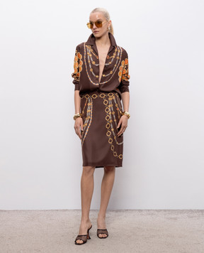 Versace Brown printed silk blouse 10242311A17952