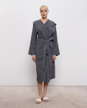 Hamam Gray terry bathrobe ASH LIGHT with hood ASHLIGHTBATHROBE