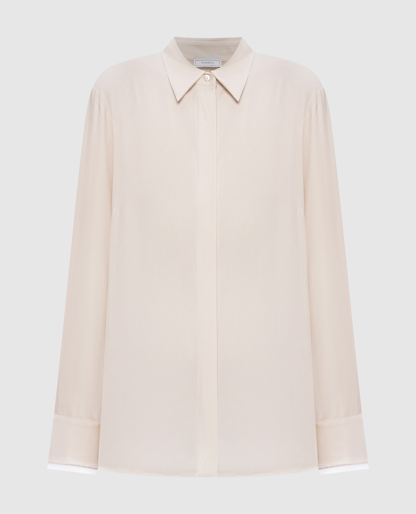 Beige wool shirt with monil chain