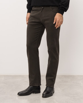 Kiton Brown jeans with logo patch UPNJSK0100L