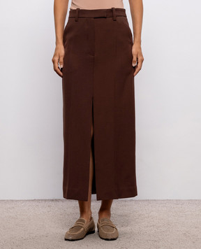 Brunello Cucinelli Brown wool skirt MG553G4074
