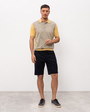 Stefano Ricci Yellow polo shirt with patterned silk K616461P13F26223
