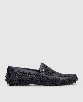 Stefano Ricci Blue perforated loafers with emblem UR64G2424TPSDPW