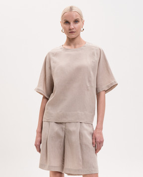 MooRER Beige GENOLA-J linen T-shirt GENOLAJGLX