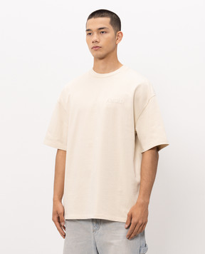 AMIRI Beige T-shirt with textured logo embroidery AMJYTE1061