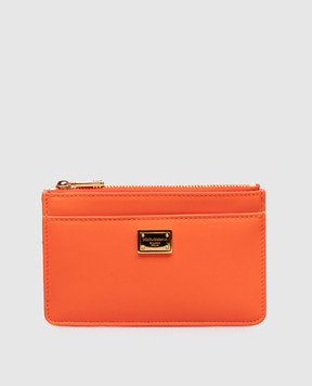 Dolce&Gabbana Orange leather cardholder with metal plate BI1261A9S25